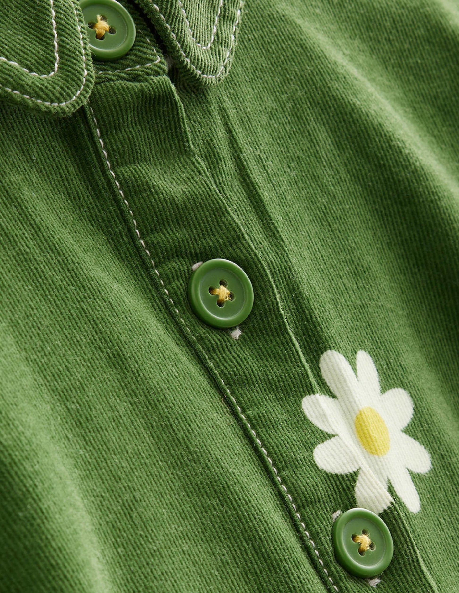 Utility Dress-Safari Green Daisy Stamp-3