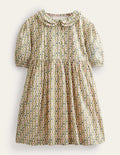 Robe imprimée style 40s-Motif Daisy Wave gousse de vanille