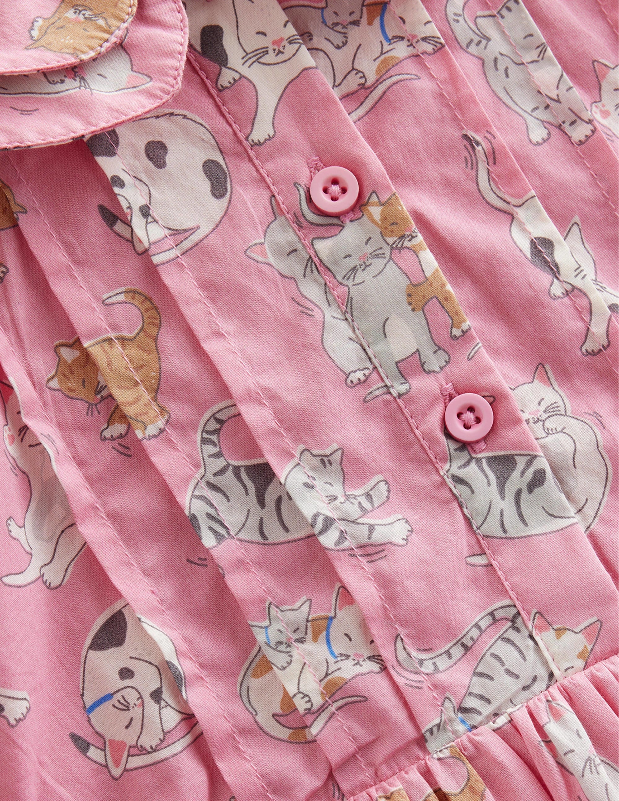 Gemustertes Kleid-Kirschblütenrosa, Katzen - Image 3