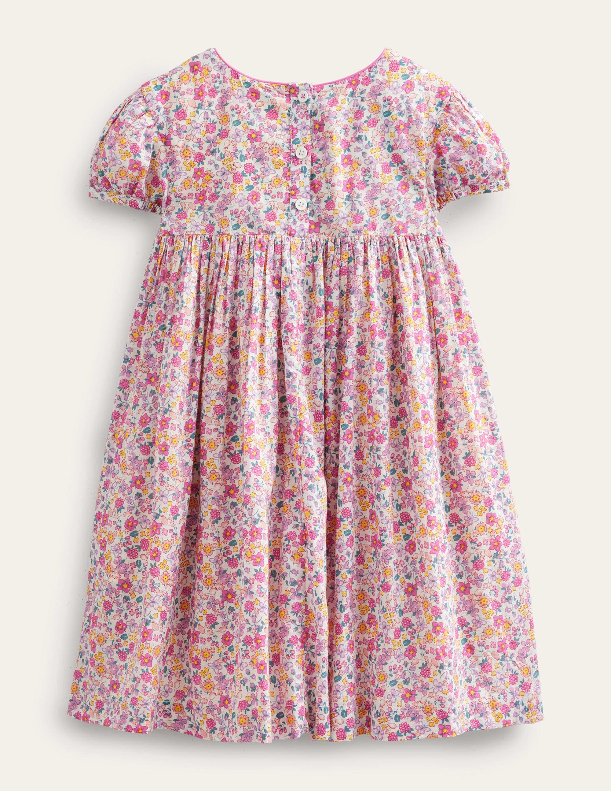 Robe rétro à smocks-Motif floral pétal vif - Image 2