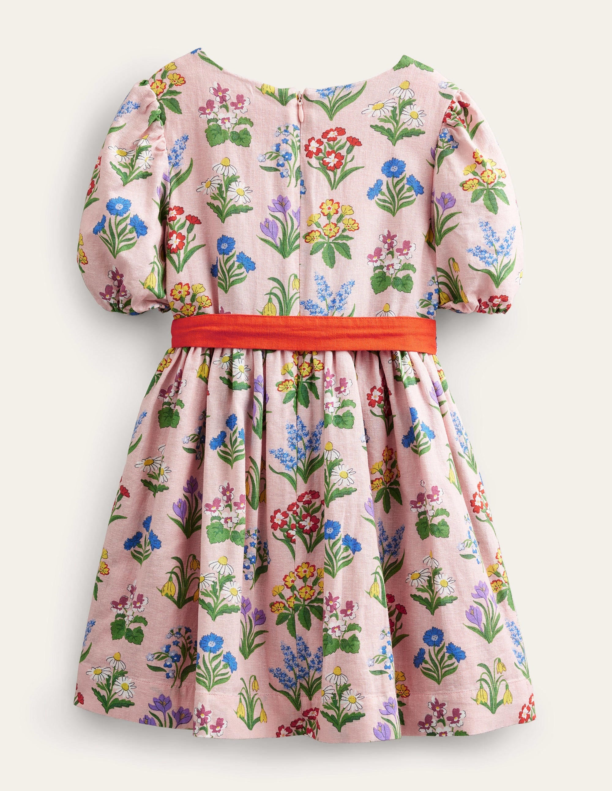 Robe vintage en coton et lin-Fleurs rose ancien - Image 2