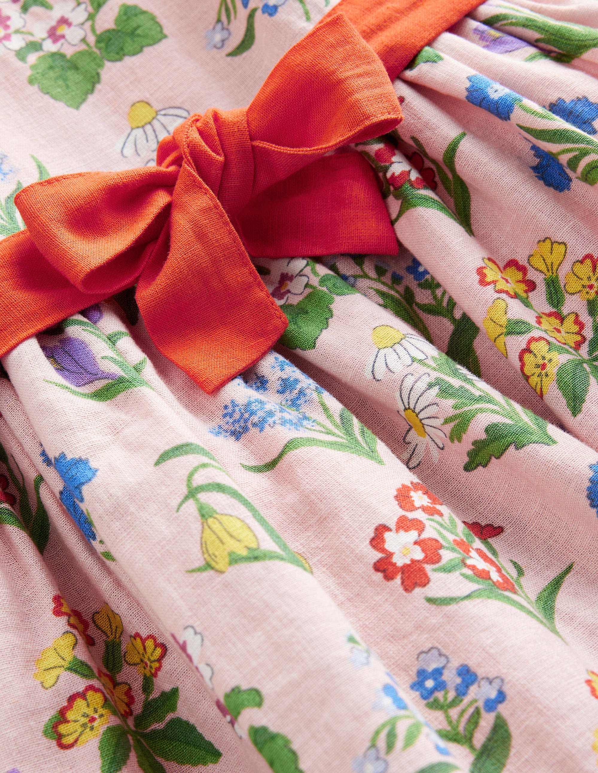Robe vintage en coton et lin-Fleurs rose ancien - Image 3
