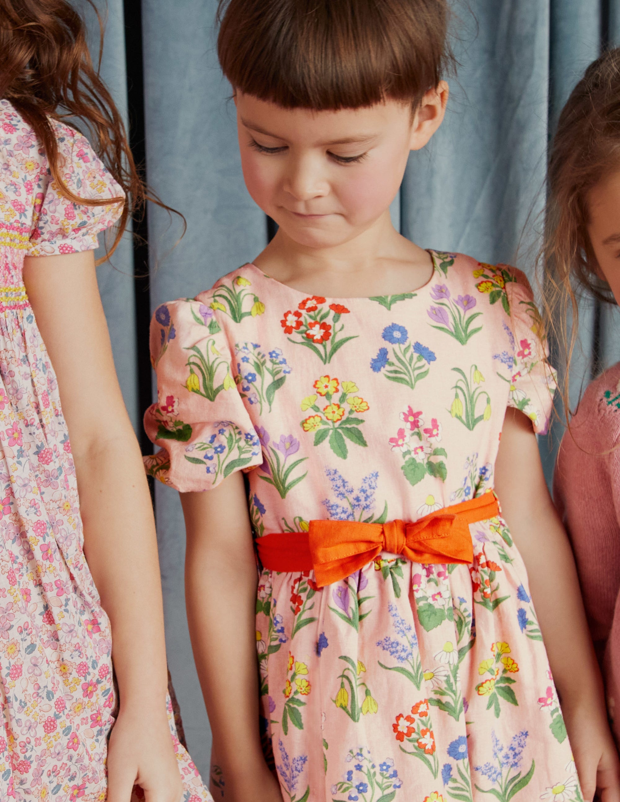 Robe vintage en coton et lin-Fleurs rose ancien - Image 7