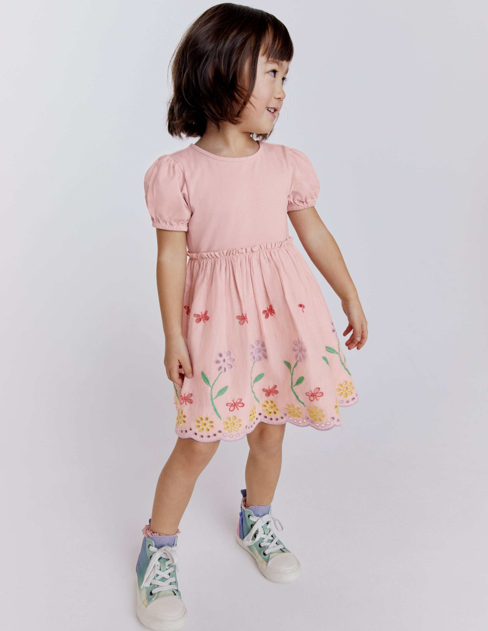 Robe tournoyante à broderie anglaise-Rose pâle - Image 5