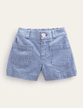 Shorts mit aufgesetzten Taschen-Indigoblau, Feine Streifen