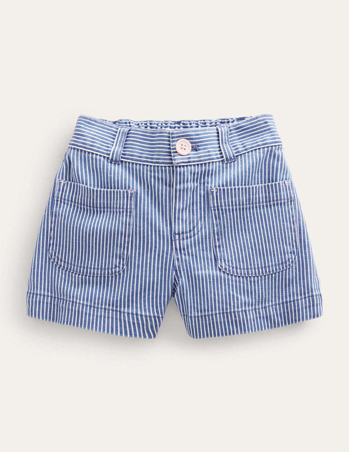 Shorts mit aufgesetzten Taschen-Indigoblau, Feine Streifen - Image 1