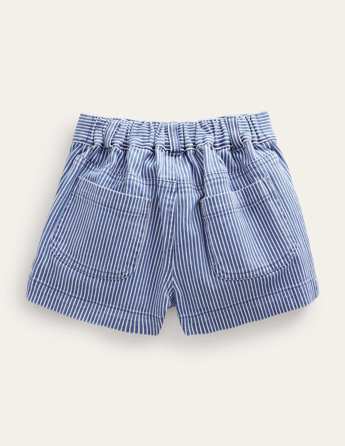Shorts mit aufgesetzten Taschen-Indigoblau, Feine Streifen-2