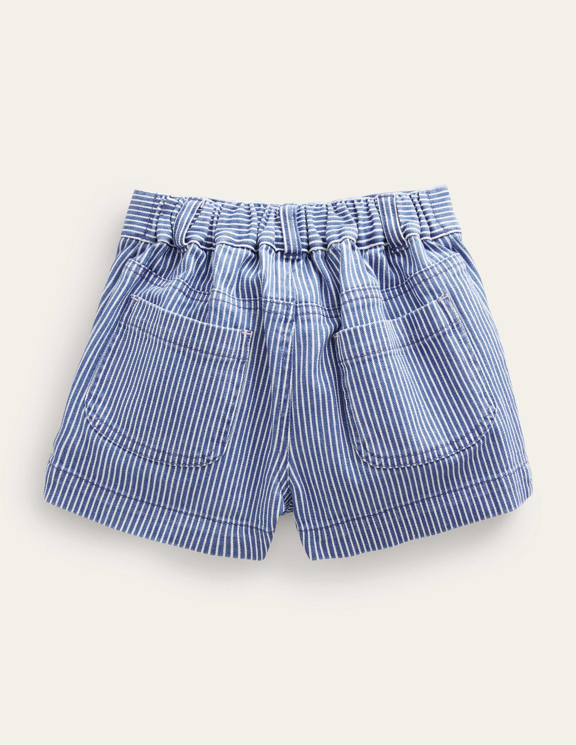 Shorts mit aufgesetzten Taschen-Indigoblau, Feine Streifen - Image 2