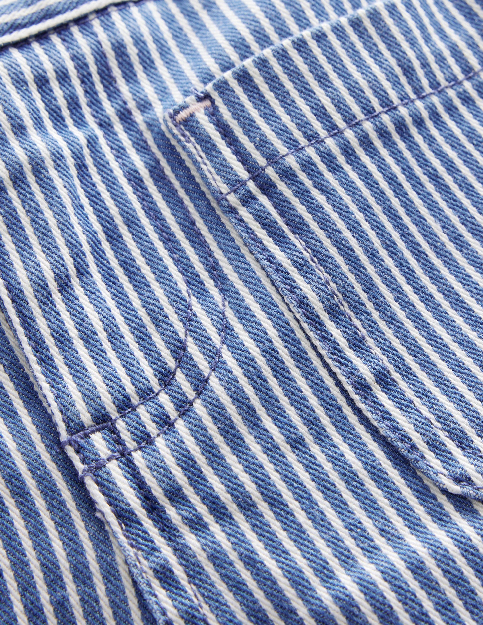 Shorts mit aufgesetzten Taschen-Indigoblau, Feine Streifen-3