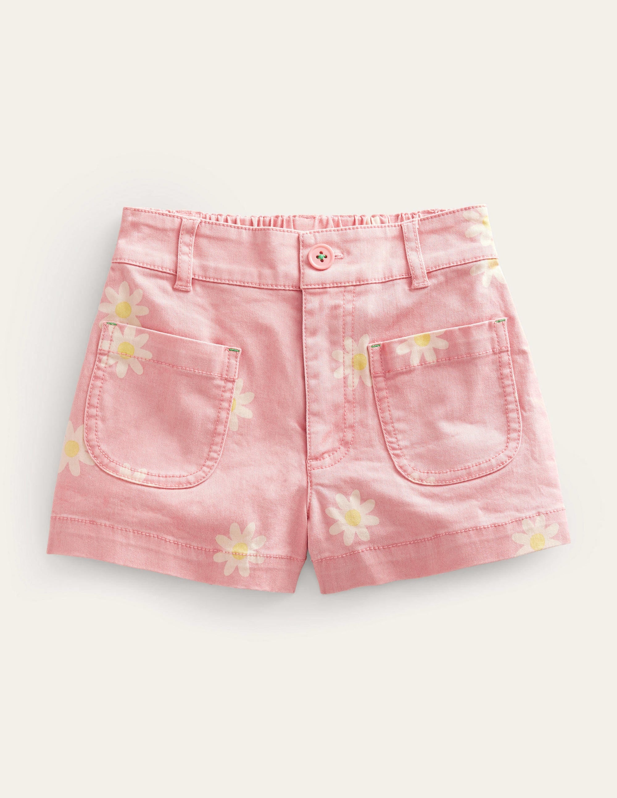Shorts mit aufgesetzten Taschen-Rosa, Gänseblümchen-Stempel - Image 1