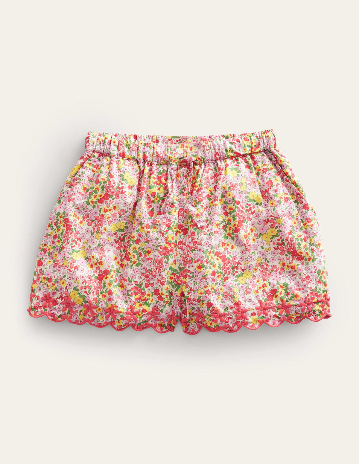 Shorts mit besticktem Saum-Pfirsichbowle, Blumenmuster - Image 1