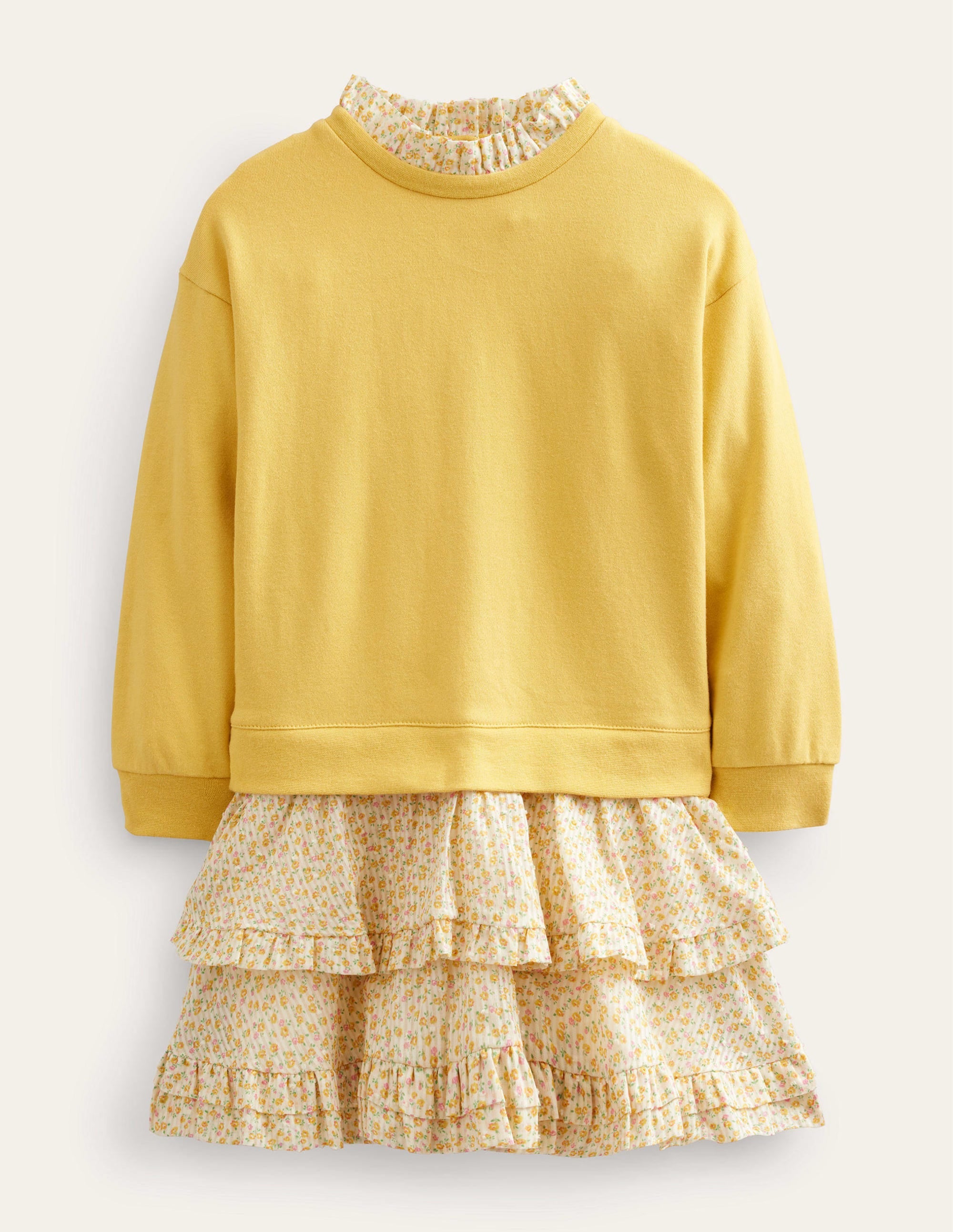 Sweat Woven Mix Dress-Sweet Honeycomb Yellow - Image 1
