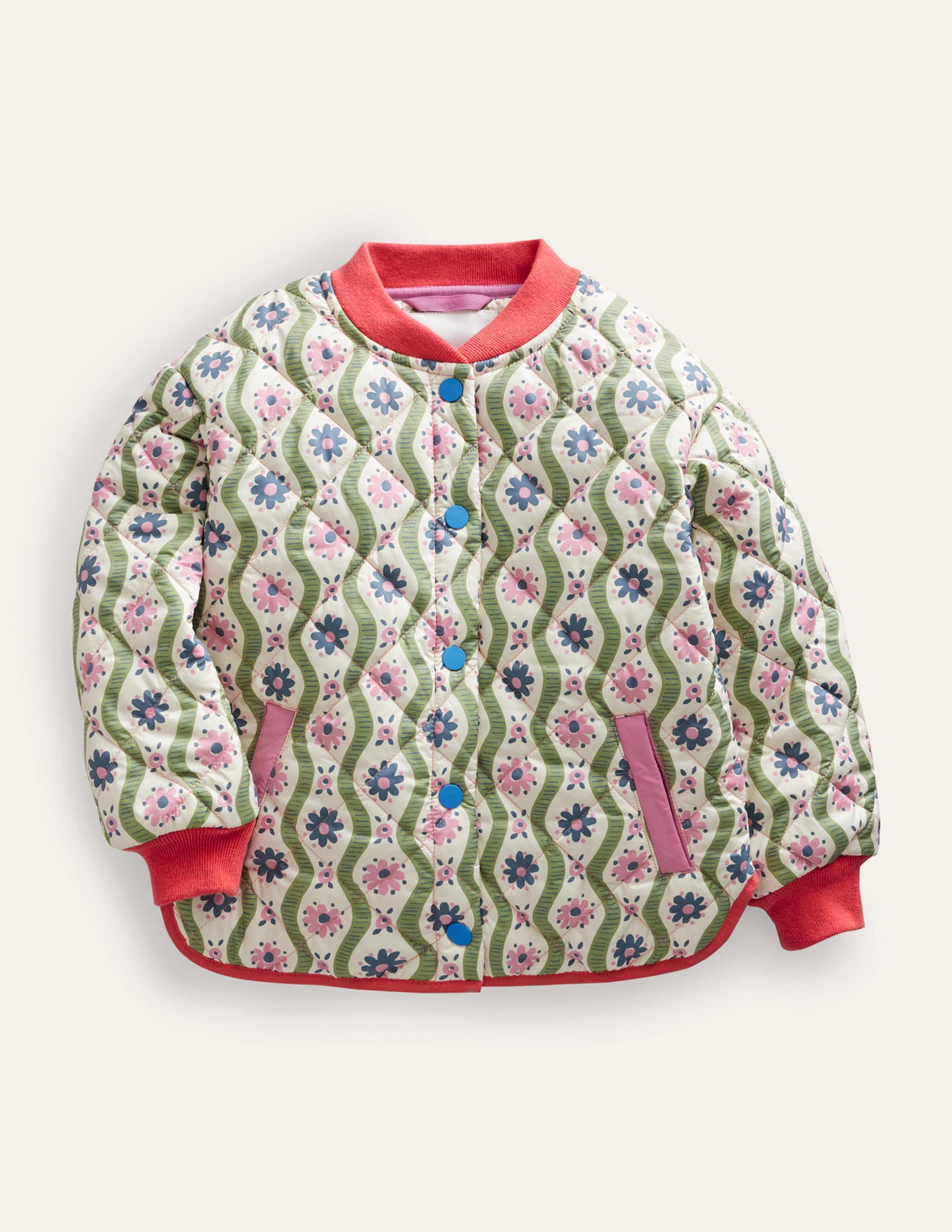 Blouson bomber matelassé-Grand motif Daisy Wave gousse de vanille - Image 1