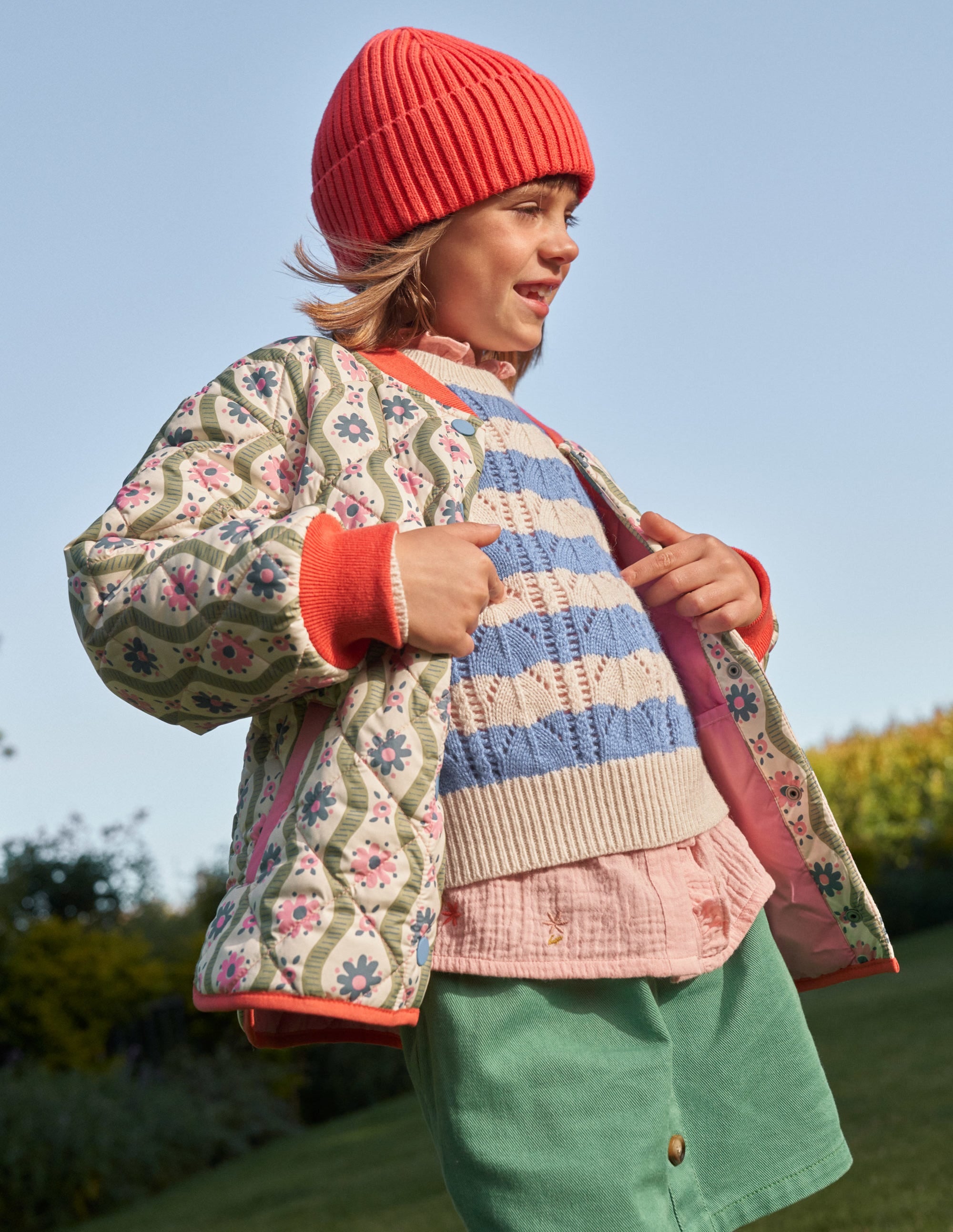 Blouson bomber matelassé-Grand motif Daisy Wave gousse de vanille - Image 5