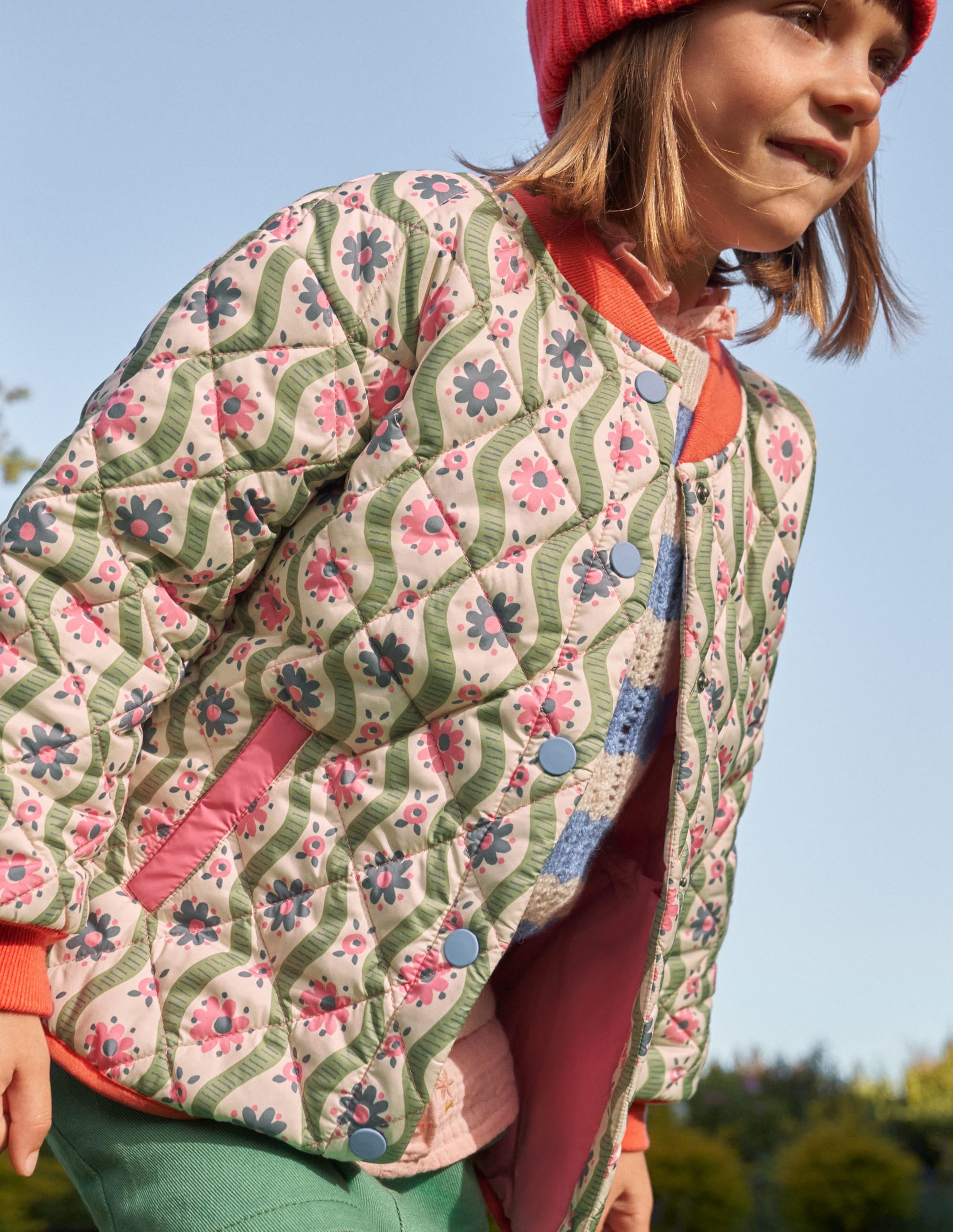 Blouson bomber matelassé-Grand motif Daisy Wave gousse de vanille - Image 6