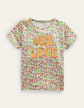 Foil Printed Slogan T-shirt-Vanilla Pod Floral