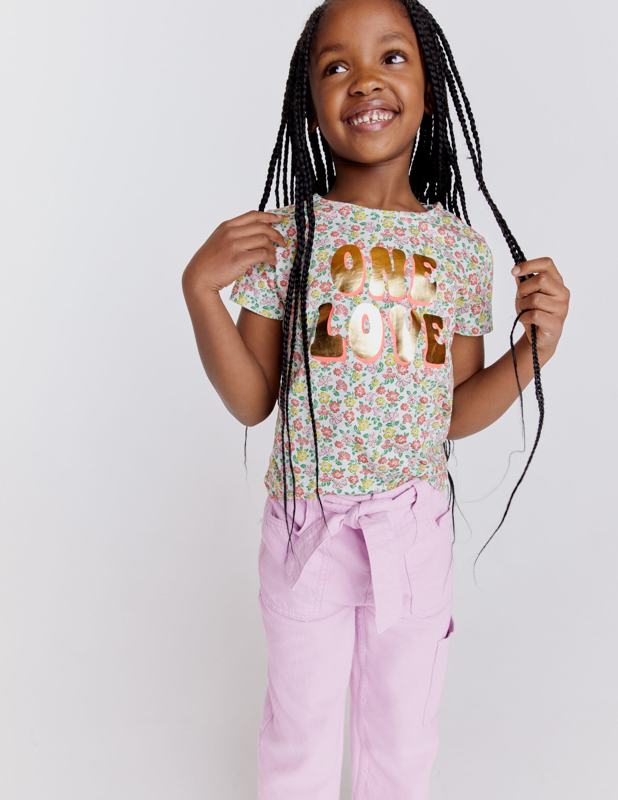 Foil Printed Slogan T-shirt-Vanilla Pod Floral - Image 4