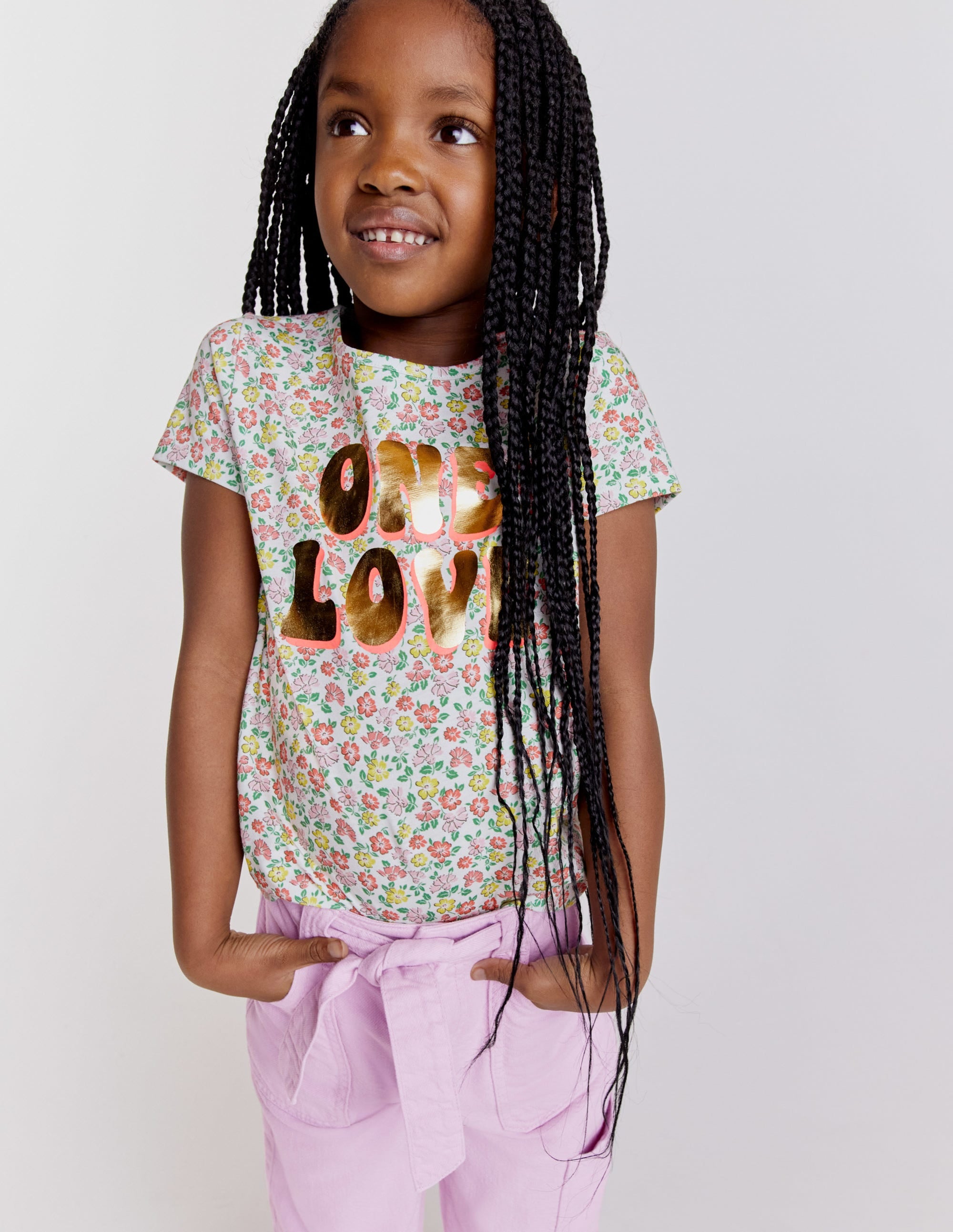 Foil Printed Slogan T-shirt-Vanilla Pod Floral - Image 5