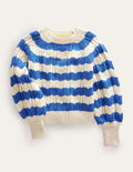 Relaxed Textured Jumper-Blue Stripe