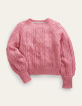 Lockerer strukturierter Pullover-Mandelblütenrosa