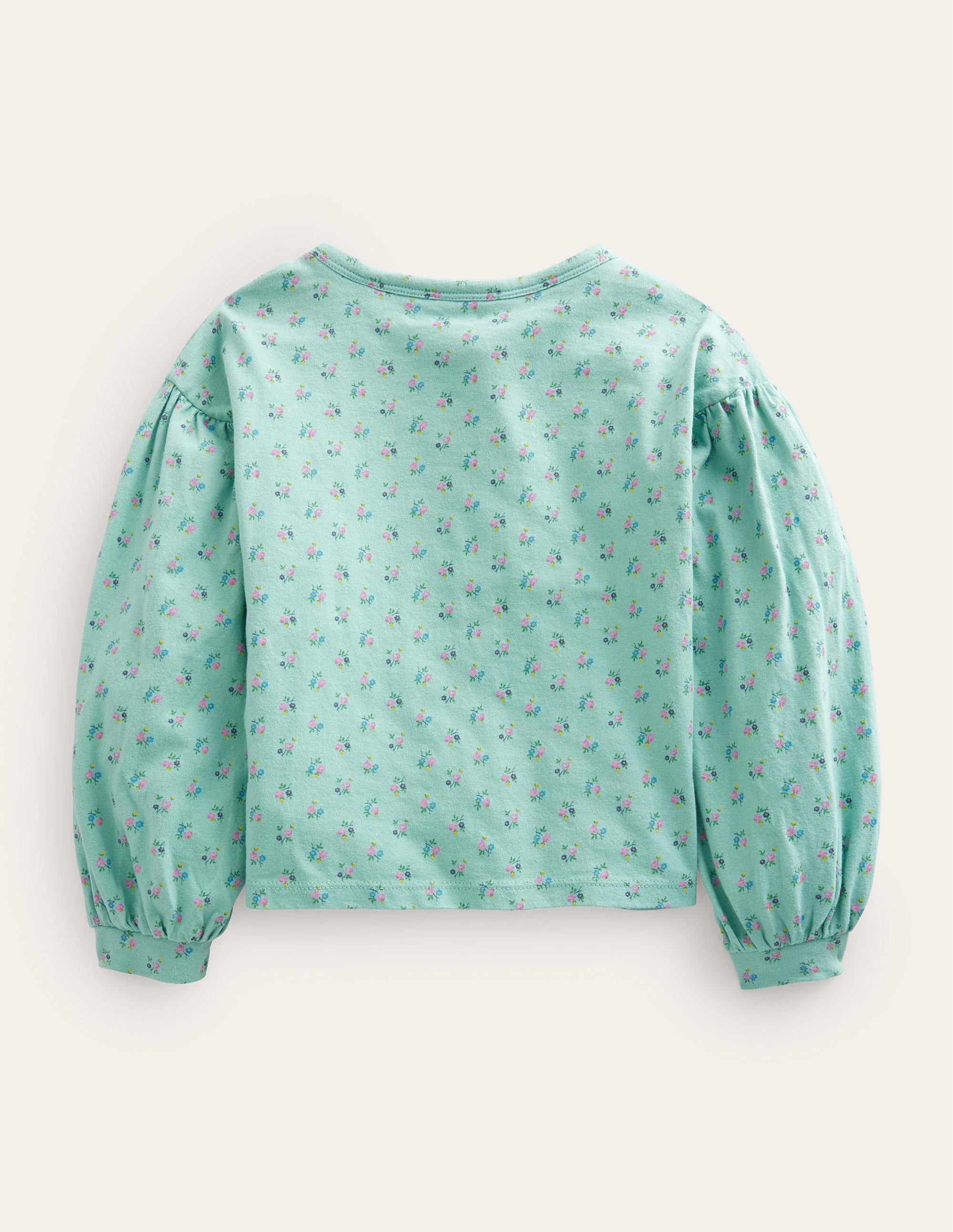 Haut brodé-Fleur sauvage bleu turquoise - Image 2