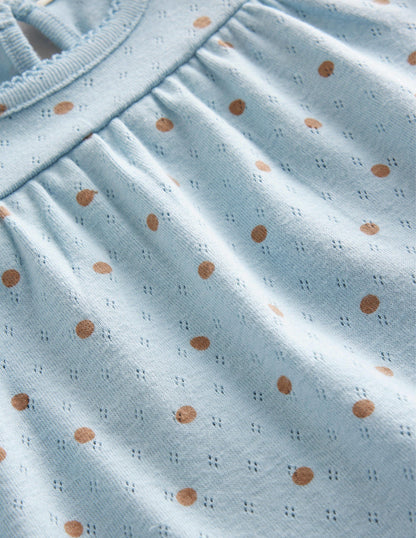 Pointelle-Oberteil-Surfblau