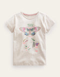 T-shirt éducatif avec logo-Papillon avoine chiné