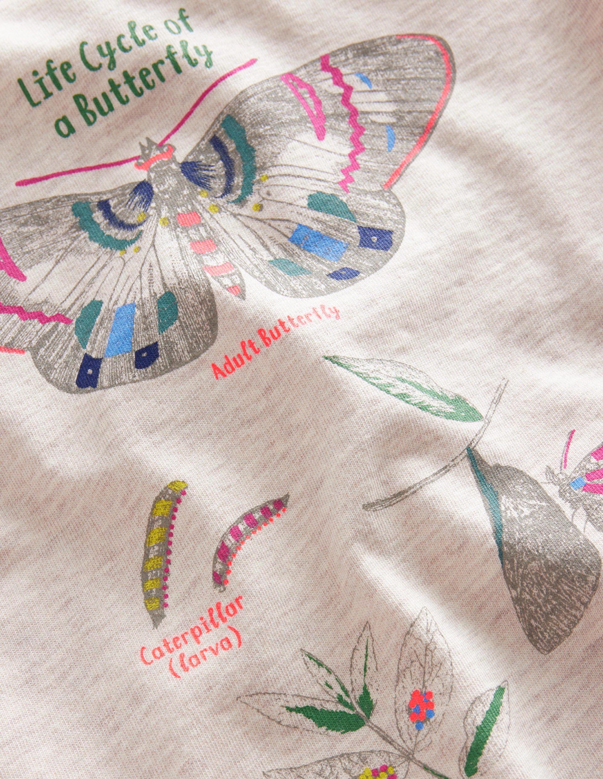T-shirt éducatif avec logo-Papillon avoine chiné - Image 3