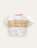 Relaxed T-shirt-Ivory Floral Stripe