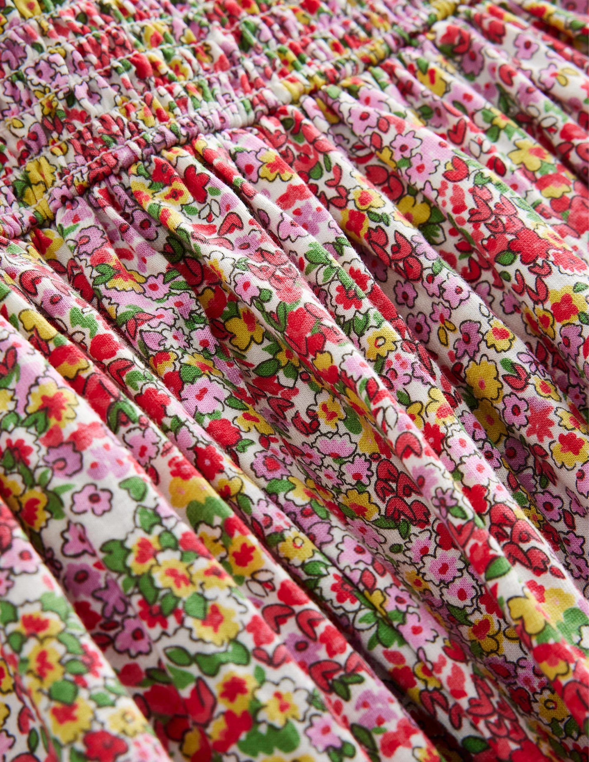 Gerafftes Jerseykleid-Pfirsichbowle, Frühlingsblumen - Image 3