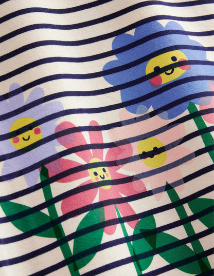 Sweat-Tunika mit Motiv-Vanille/Navy, Blumen-3