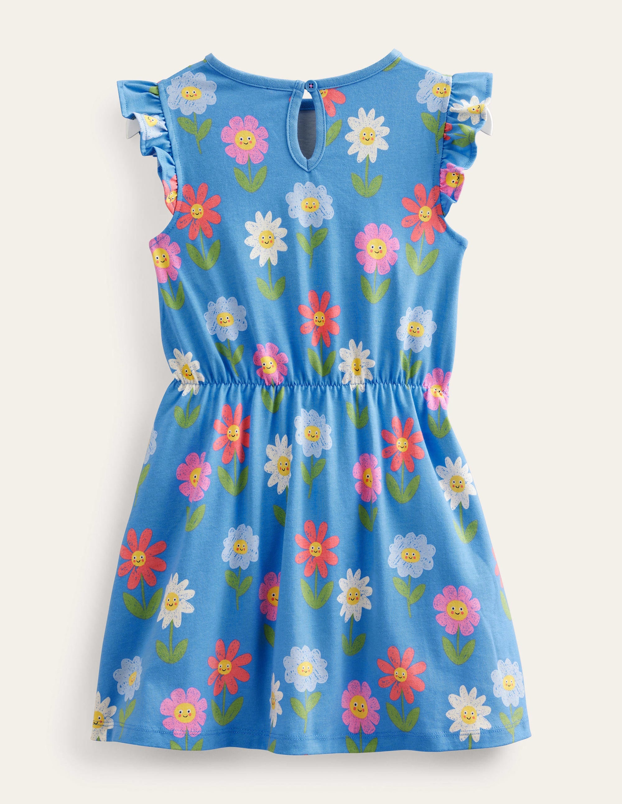 Jerseykleid mit Rüschenärmeln-Penzance-Blau, Blumen - Image 3