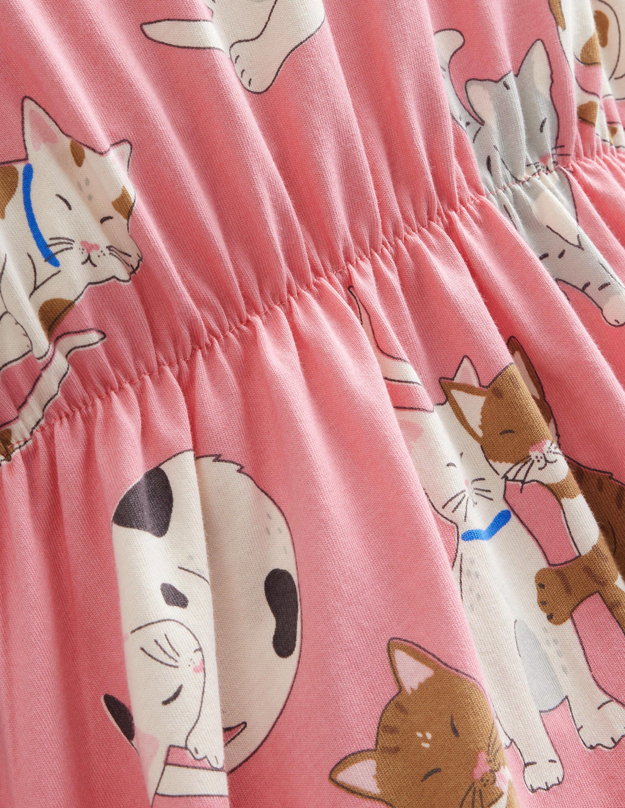 Robe en jersey à manches volantées-Chats rose pommier sauvage - Image 3