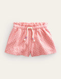 Short molletonné à taille froncée-Motif floral rose pommier sauvage