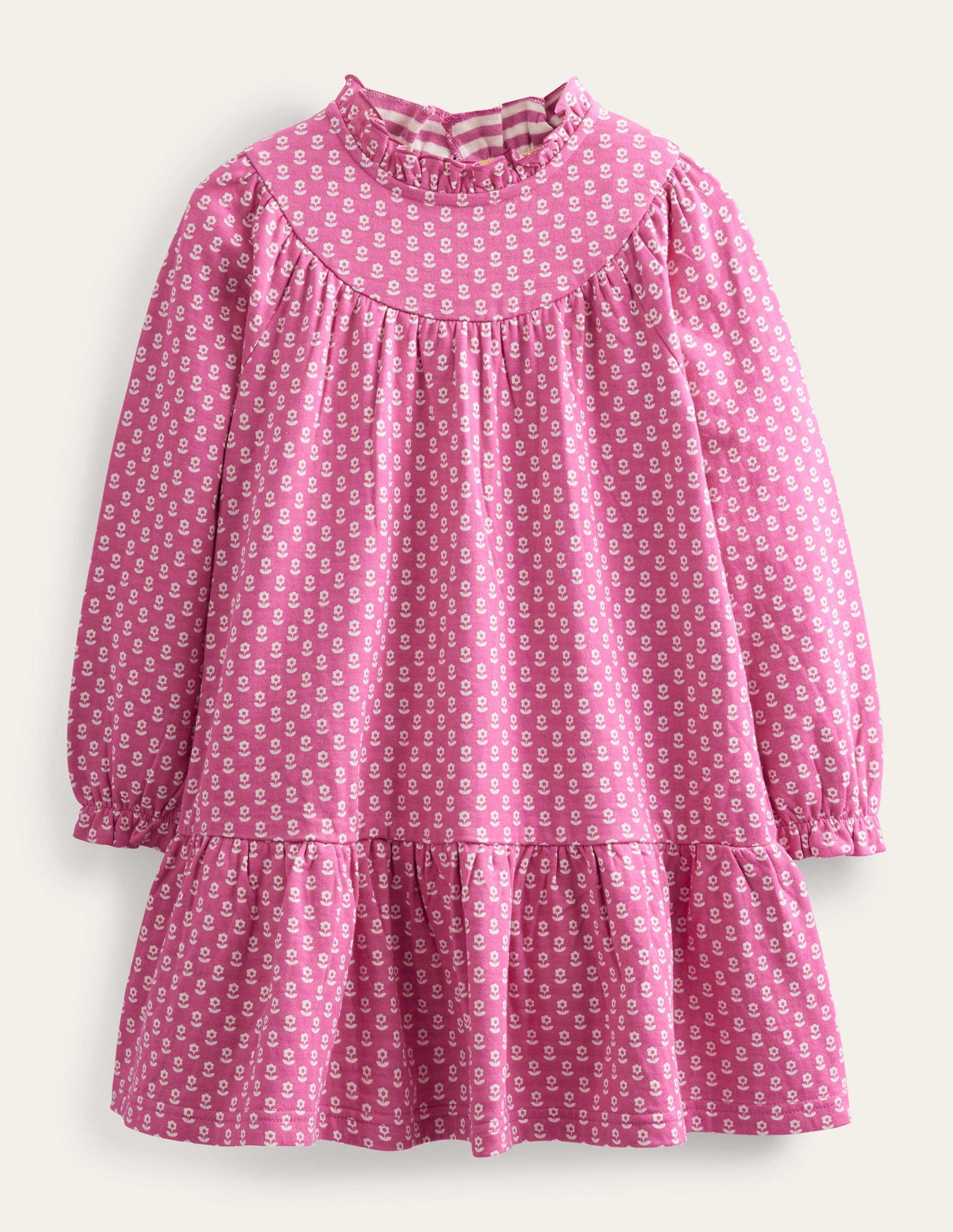 Lightweight Sweat Dress-Sweet William Pink Flower-1