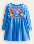 Robe aérienne en jersey-Motif floral bleu Penzance