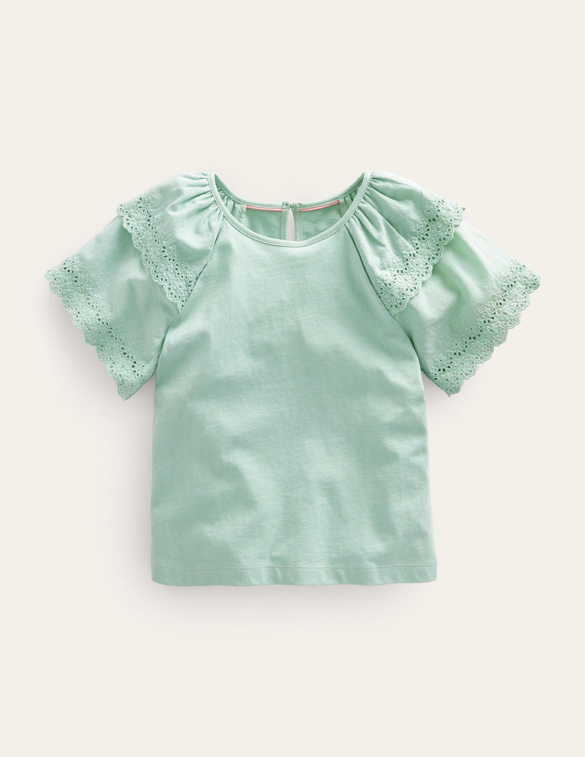 Mix-T-Shirt mit Stickerei-Salbeigrün-1