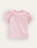 Mix-T-Shirt mit Stickerei-Delfinrosa