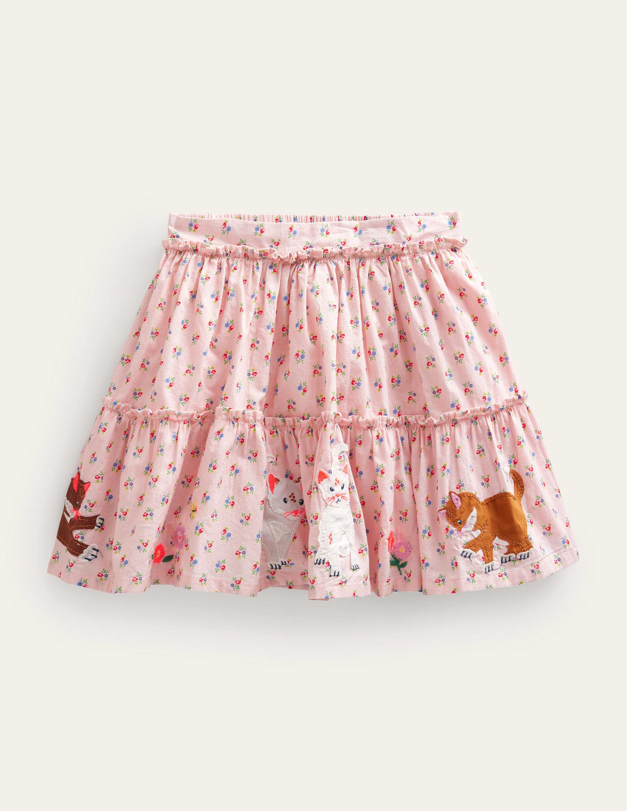 Appliqué Skirt-Dusty Pink Cats - Image 1