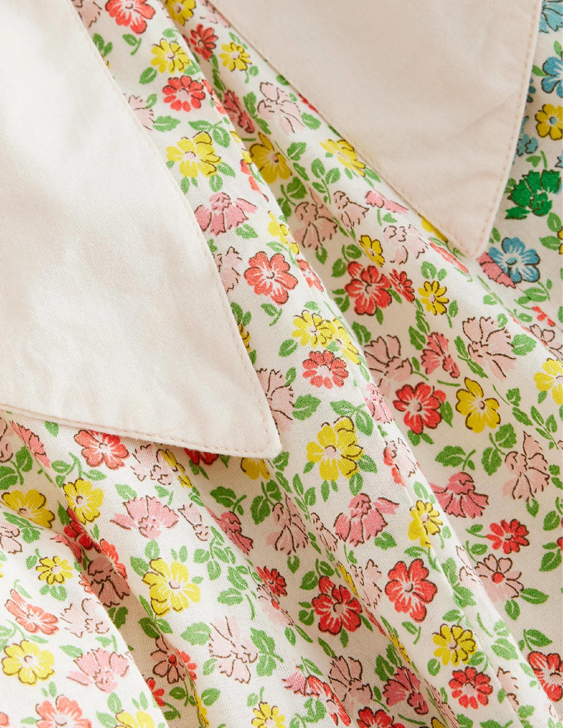 Kleid mit Tellerrock und Schleife-Regenbogenfarben, Mustermix-Blumen-3