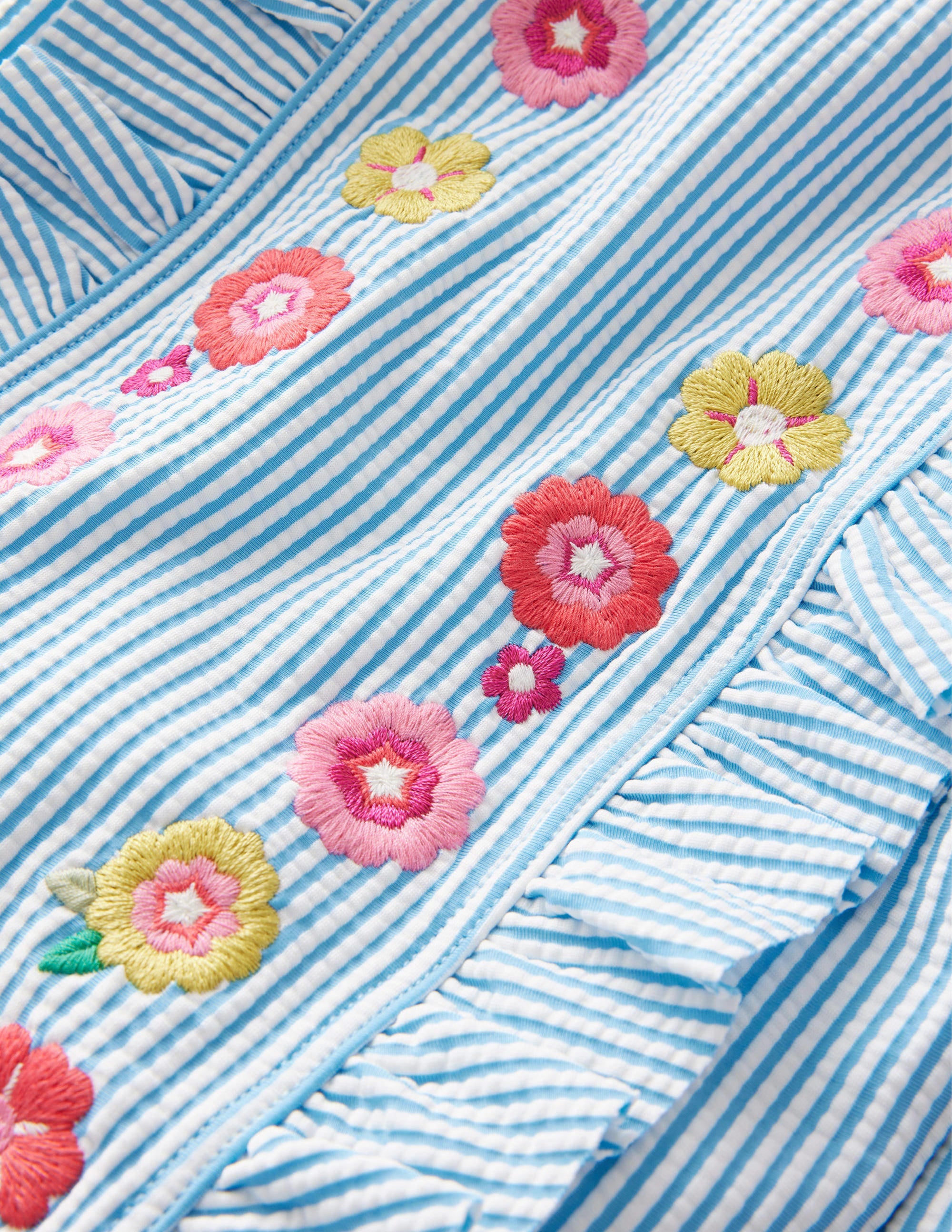 Embroidered Sunsafe Swimsuit-Ivory Surfboard Blue Stripe - Image 3