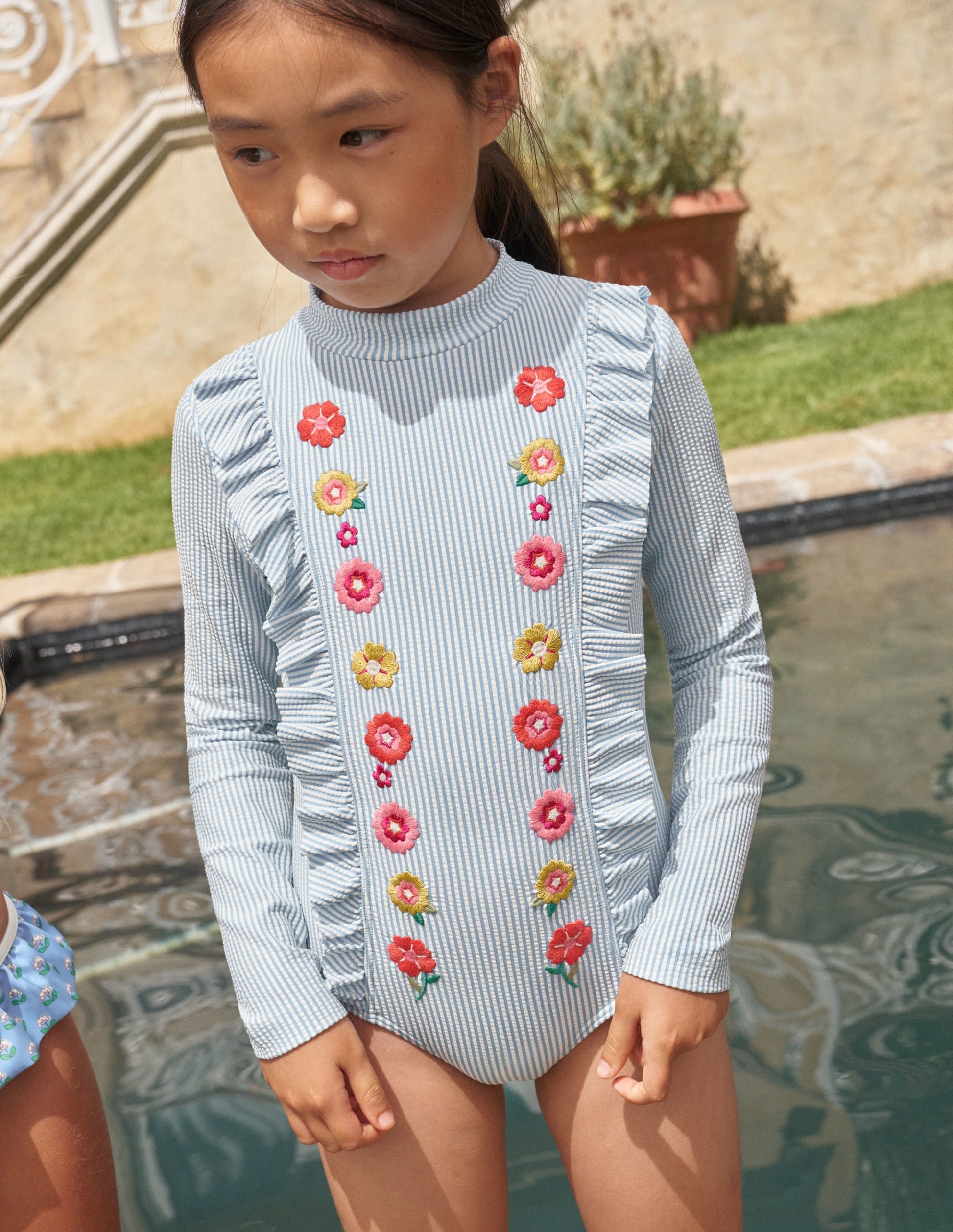 Embroidered Sunsafe Swimsuit-Ivory Surfboard Blue Stripe-9