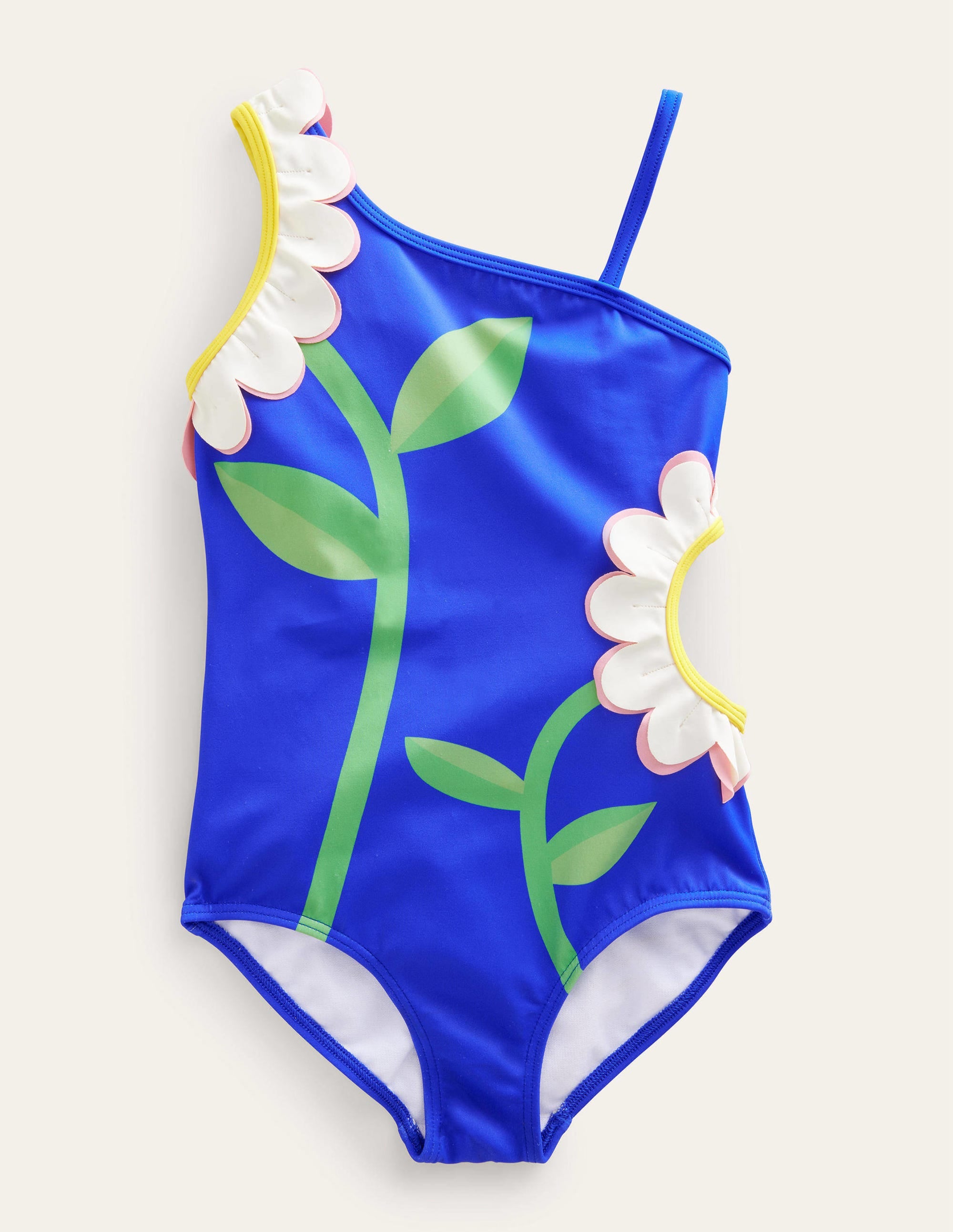 Maillot de bain fleuri avec découpe-Fleur bleu cobalt - Image 1