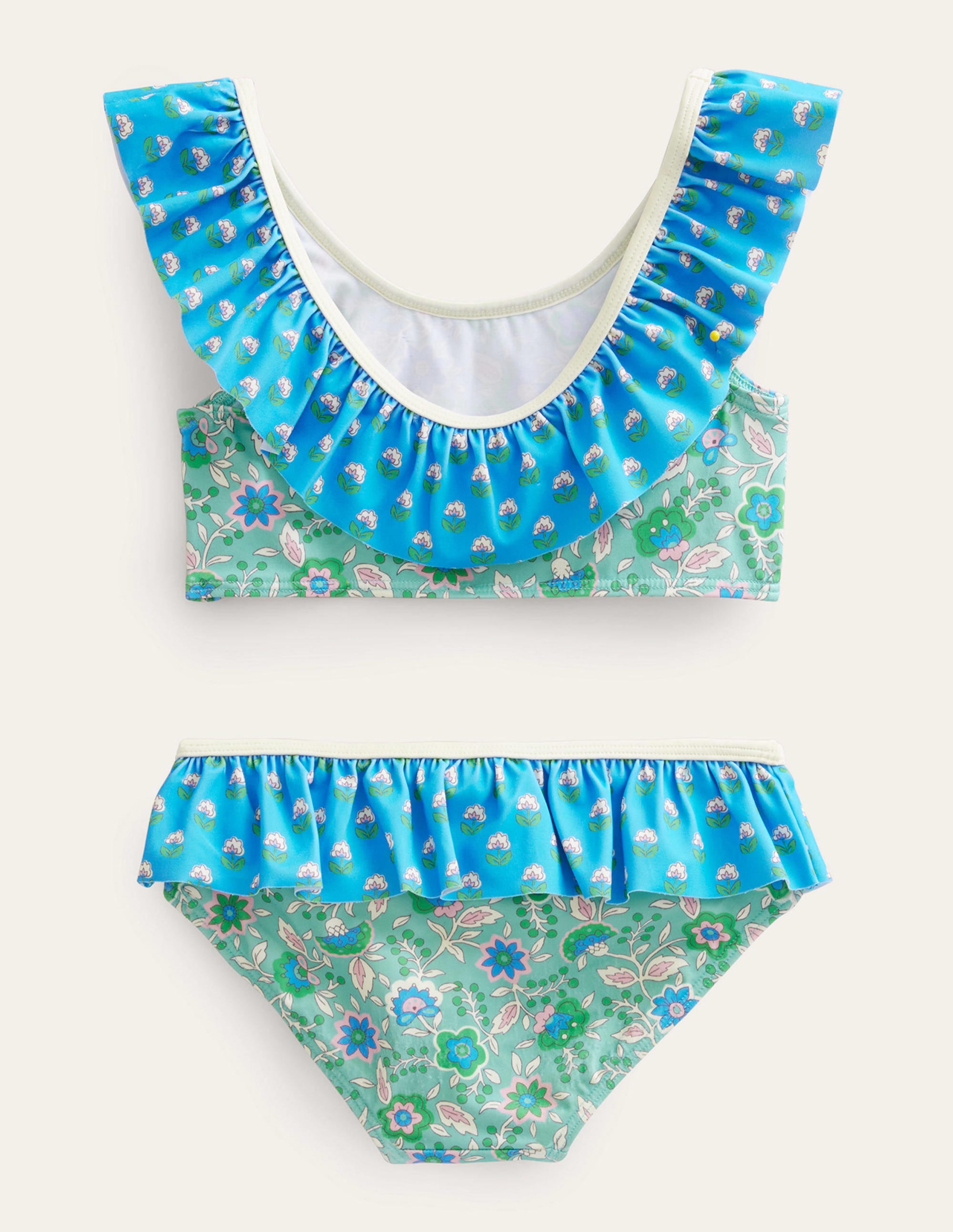 Bikini rayé à volants-Motif Floral Vine aquatique aigue-marine - Image 2