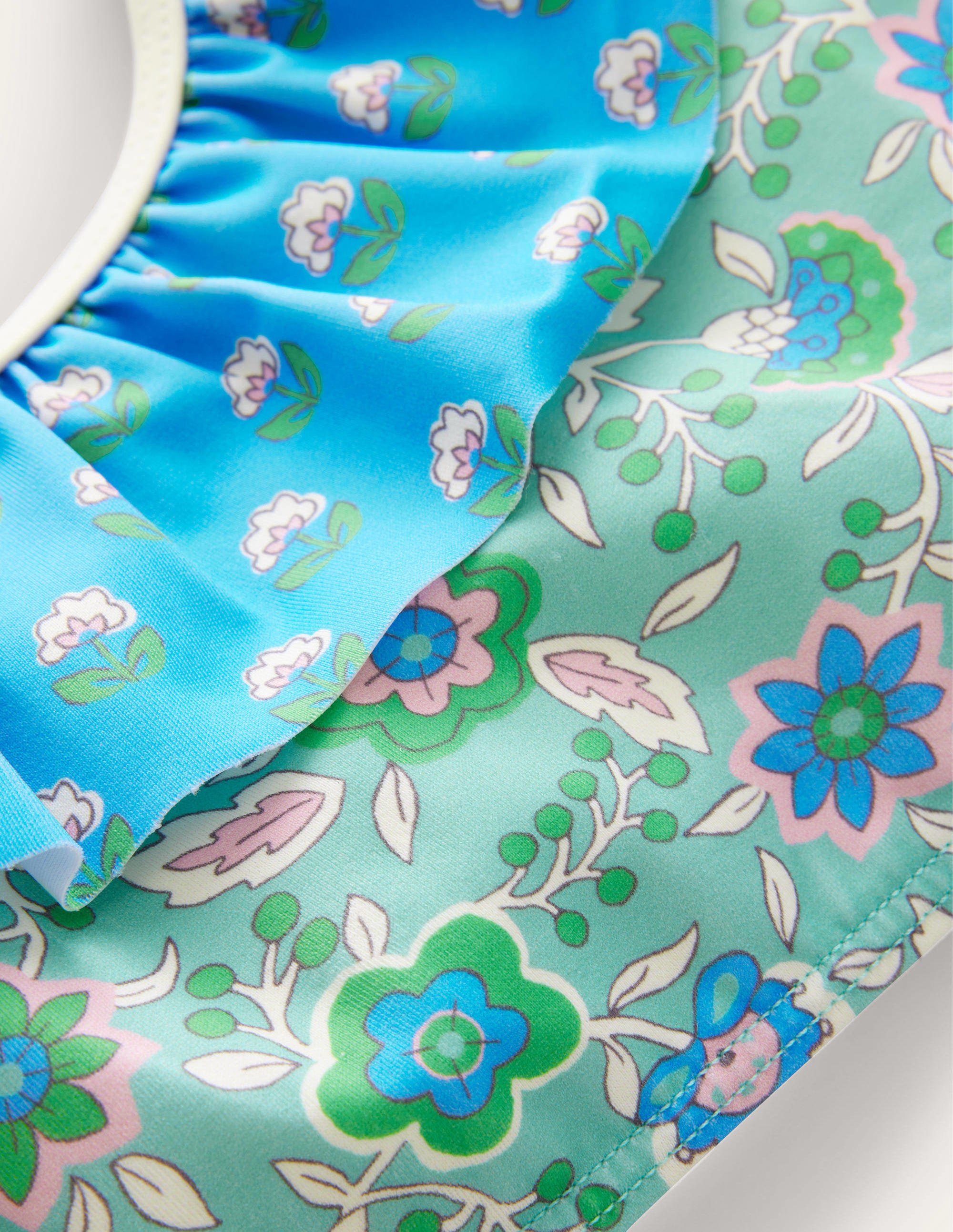 Bikini rayé à volants-Motif Floral Vine aquatique aigue-marine - Image 3