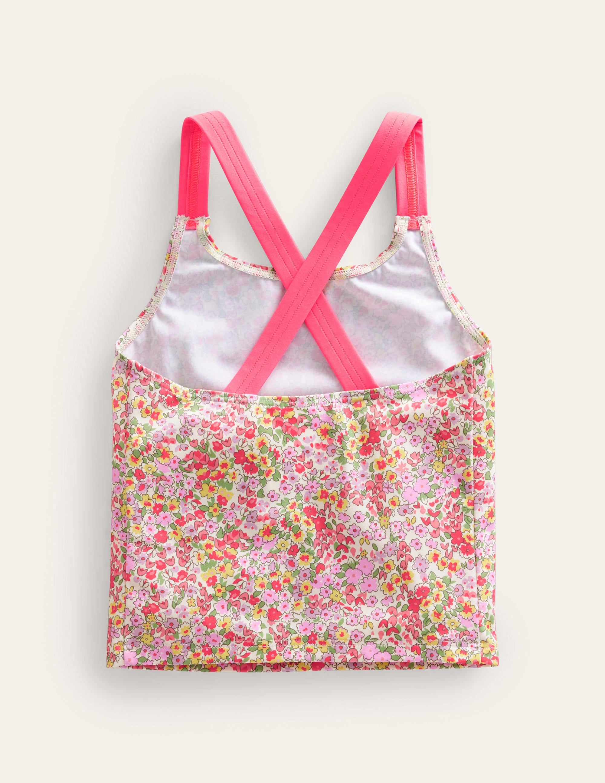 Tankini-Oberteil mit gekreuzten Rückenträgern-Vanille, Frühlingsblumen - Image 2