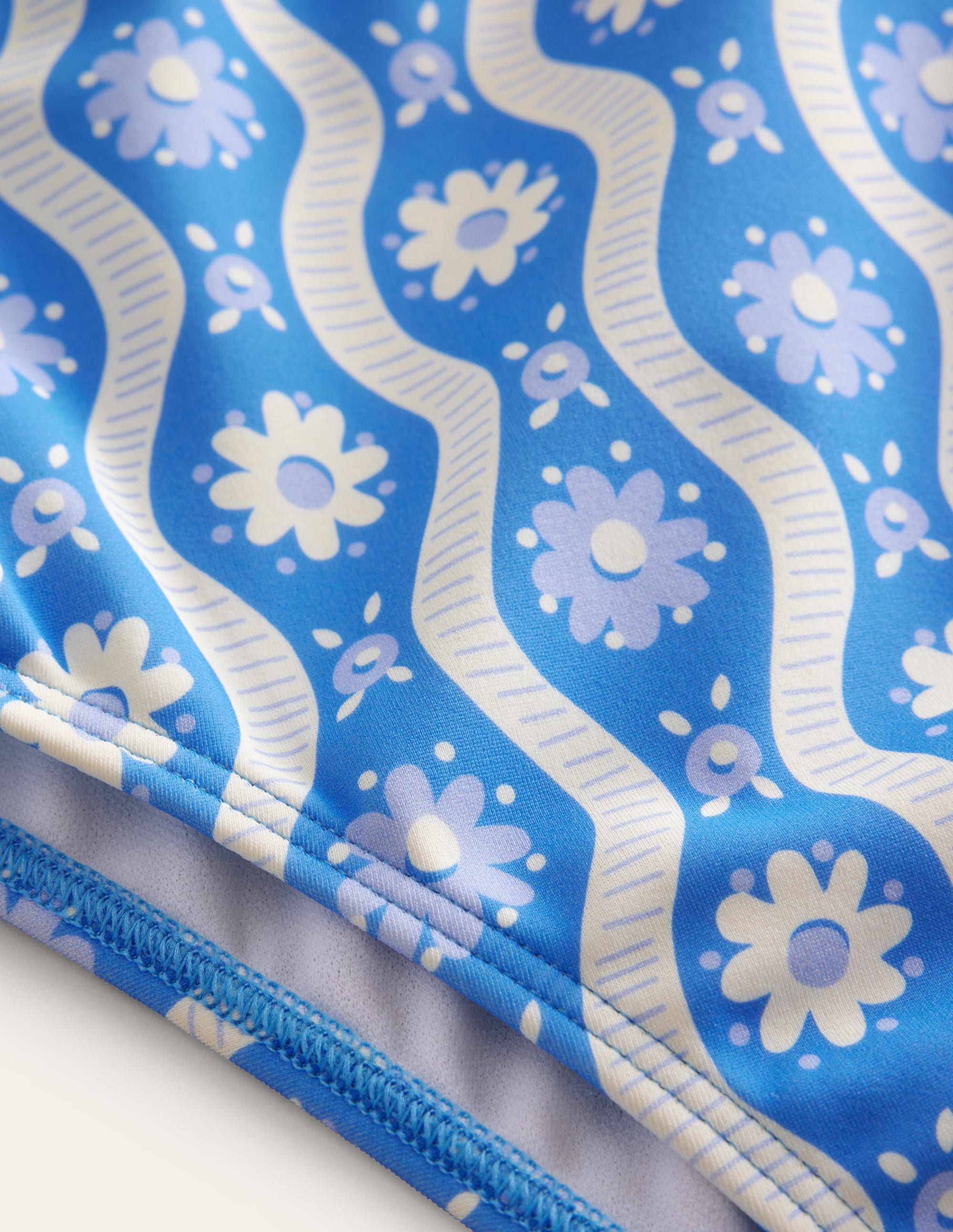 Bas de bikini taille haute-Motif Daisy Wave bleu Penzance - Image 3