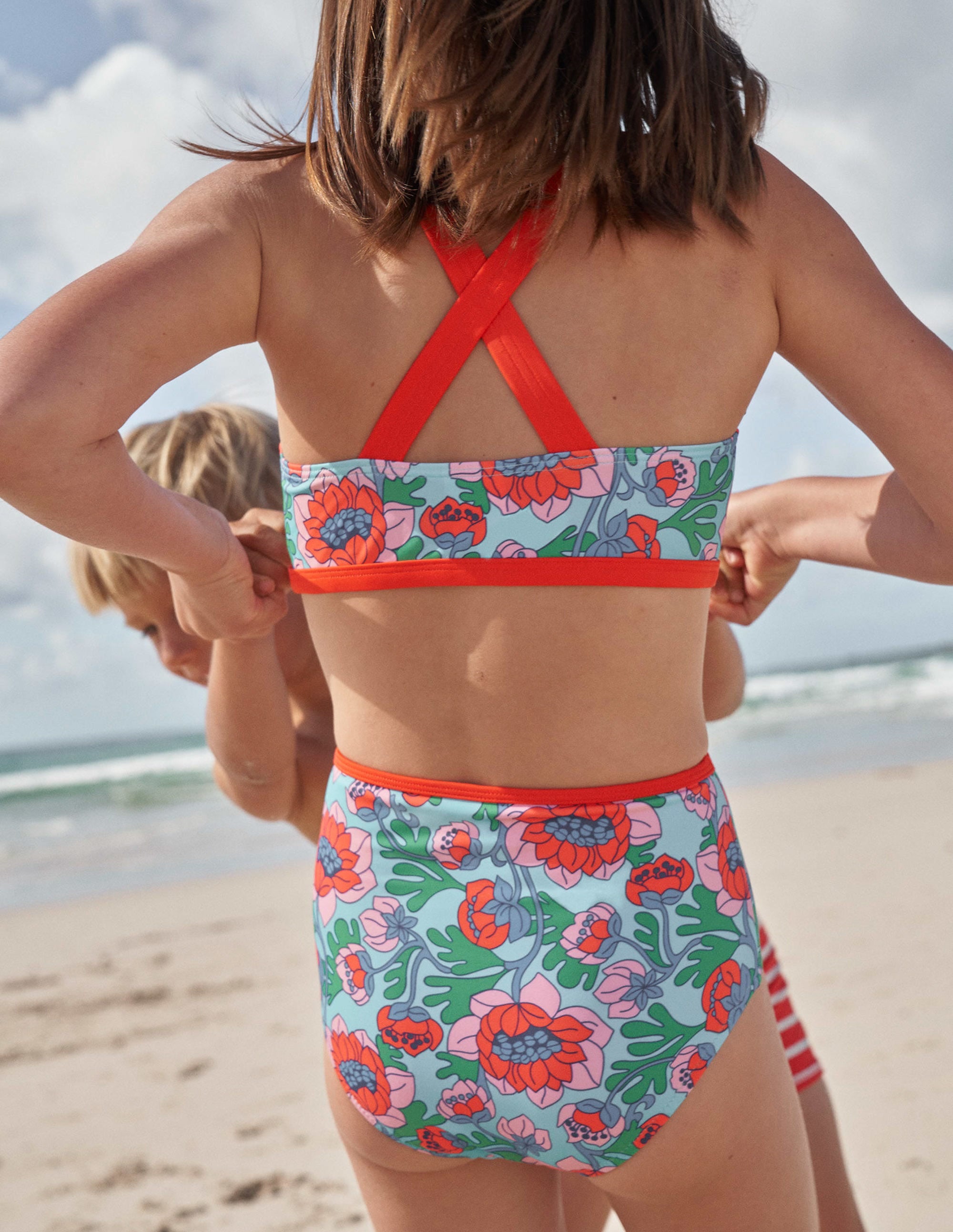 Bikinihose mit hohem Bund-Mohnblumenrot, Frühlingsblumen - Image 4