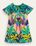 Caftan à smocks-Perroquet multi