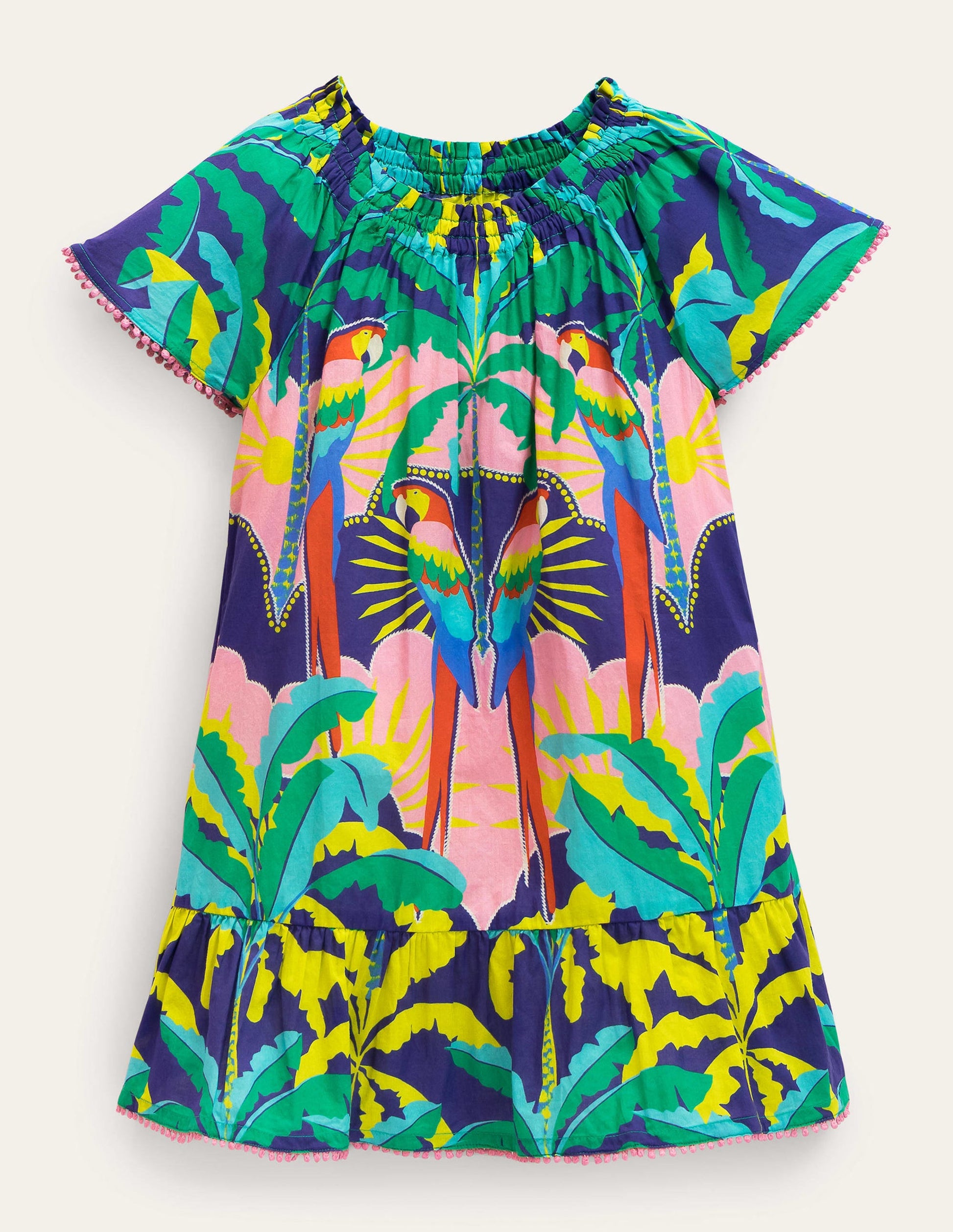 Caftan à smocks-Perroquet multi-1